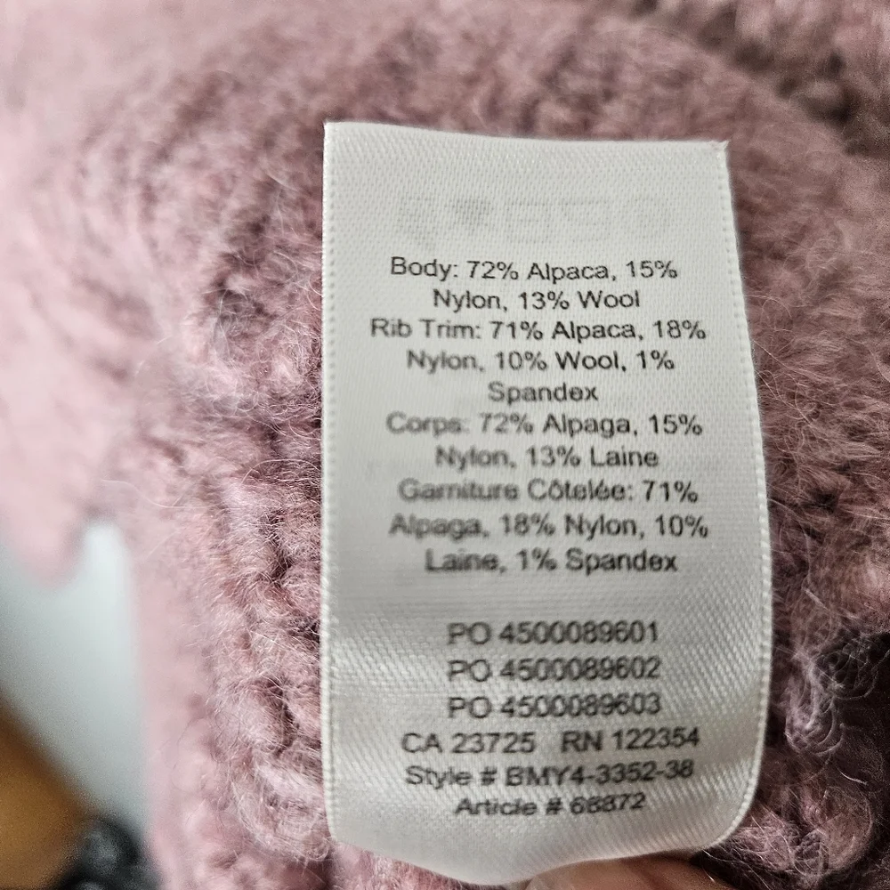 Aritzia Wilfred Alpaca Turtleneck Sweater Sz XS Dusty Pink Chunky knit Oversize - Picture 8 of 9